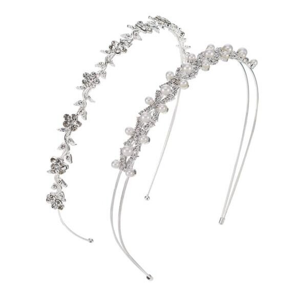 Pangda 2 Pieces Rhinestone Bridal Crystal Women's Headband Wedding Flower Girl - Picture 1 of 14